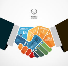 商務團隊合作信息圖矢量素材 高效溝通與協作的視覺工具